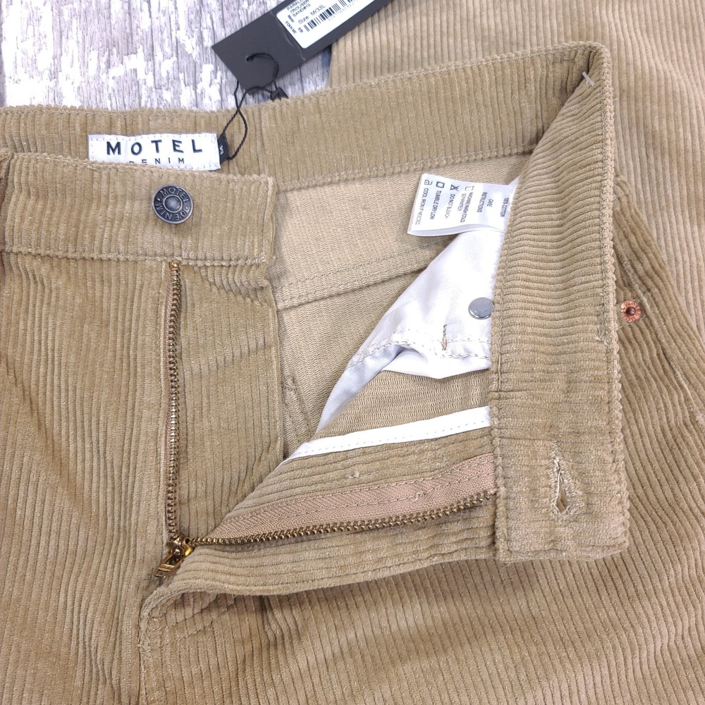 Motel Parallel Trouser Cord Women Size Medium Sand Beige Wide Leg Corduroy Pants - Picture 7 of 9
